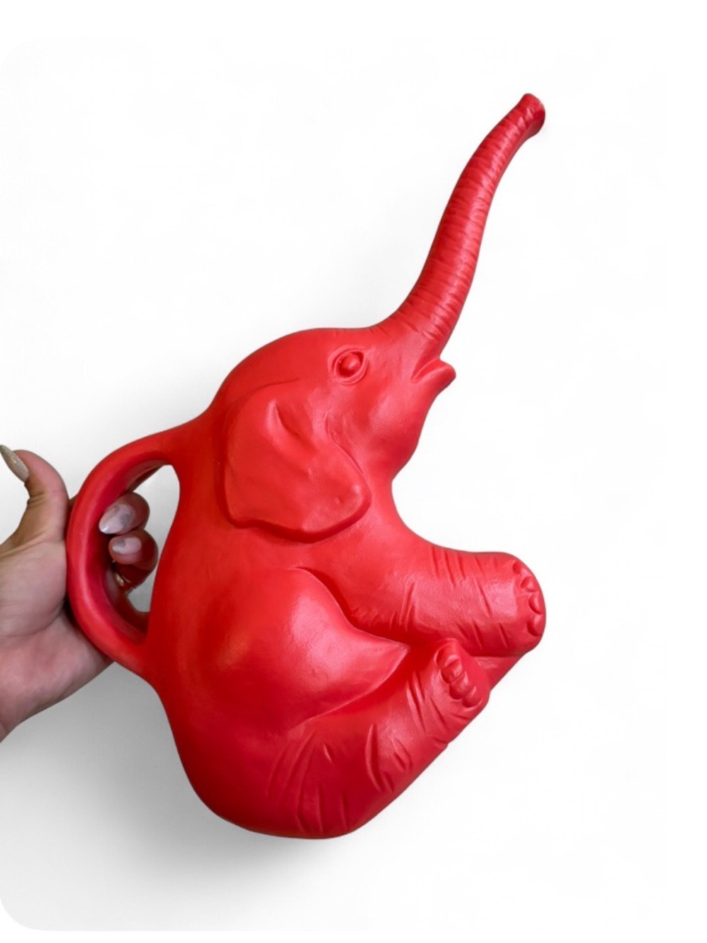Blow Mold 1996 Union Products Vintage Red Toned Elephant Water Can Garden Decor